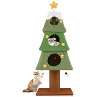 Produktbild von GOPLUS Kratzbaum Weihnachten 162 cm mit Katzenhaus, 3 Höhlen, Plattformen und Spielzeug aus Sisal und Plüsch