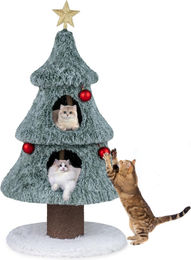 GOPLUS Kratzbaum Weihnachten Katzenturm mit 2 Höhlen und Sisal-Kratzsäulen in Grün – Bild 1 von 1