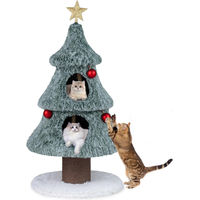 Produktbild von GOPLUS Kratzbaum Weihnachten Katzenturm mit 2 Höhlen und Sisal-Kratzsäulen in Grün