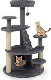 GOPLUS Mehrstöckiger Kratzbaum für Katzen in Grau mit Juteseil-Kratzsäulen und Plüschoberfläche – Bild 1 von 1