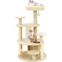 Produktbild von GOPLUS Mehrstöckiger Kratzbaum für Katzen mit Juteseil-Kratzsäulen und Plüschoberfläche in Beige