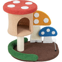 Produktbild von GOPLUS Pilz Kratzbaum für Katzen mit Katzenhöhle, Plattformen und Spielbällen aus Holz und Teddystoff 60 x 49 x 59 cm