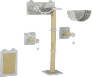 Gotagee Katzen Kletterwand 5-teilig Hellgrau mit Kratzpfosten und Hängematte für Katzen bis 5kg – Bild 1 von 1