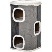 Produktbild von Gotagee Katzenbaum Kratztonne mit 3 Ebenen aus Spanplatte und Sisal in Grau Weiss 40x40x74cm