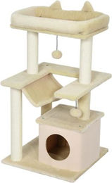 Gotagee Katzenbaum mit Spielzeug Sitzstange und Hängematte Creme 48x48x90cm – Bild 1 von 1