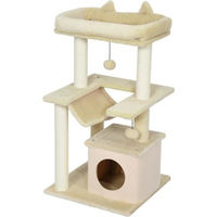 Produktbild von Gotagee Katzenbaum mit Spielzeug Sitzstange und Hängematte Creme 48x48x90cm