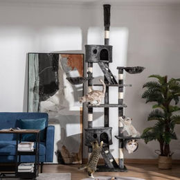 Gotagee Katzenkratzbaum Deckenhoch Dunkelgrau mit Sisal für große Katzen 60x45x260cm – Bild 1 von 1