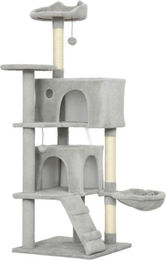 Gotagee Katzenkratzbaum Hellgrau mit Sisal Kratzpfosten Höhle Plattformen Hängematte und Spielbällen 48x48x140cm – Bild 1 von 1