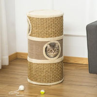 Produktbild von Gotagee Katzenkratztonne mit 3 Ebenen aus Sisal und Plüsch in Braun 37,5x37,5x70cm