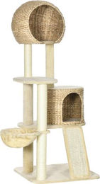 Gotagee Kratzbaum Beige für Katzen mit Katzenhaus aus Rattan, Plattformen, Hängematte und Rampe, 60x60x150cm – Bild 1 von 1