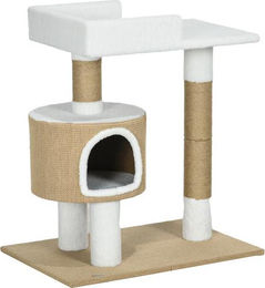 Gotagee Kratzbaum Braun Weiss mit Katzenhöhle und Liegefläche aus Jute für Katzen bis 8kg 70x49x79cm – Bild 1 von 1