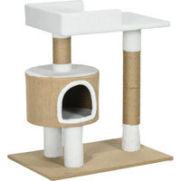 Produktbild von Gotagee Kratzbaum Braun Weiss mit Katzenhöhle und Liegefläche aus Jute für Katzen bis 8kg 70x49x79cm