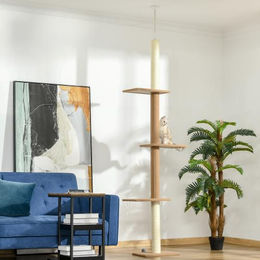 Gotagee Kratzbaum Deckenhoch höhenverstellbar für Katzen in Khaki 43x27x260cm – Bild 1 von 1