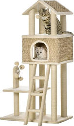 Gotagee Kratzbaum für Katzen mit Katzenhöhle und Spielbällen in Khaki Beige 40x69x131cm – Bild 1 von 1