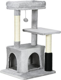Gotagee Kratzbaum Hellgrau mit Waschbarem Katzenbett, Katzentoilette und Spielzeug 48x48x85cm – Bild 1 von 1