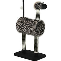 Produktbild von Gotagee Kratzbaum im Zebra Design mit Katzentunnel und Kratzstämmen Schwarz-Weiß 48,5x35x93cm