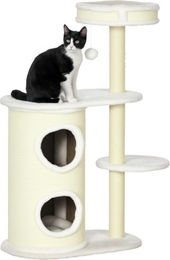 Gotagee Kratzbaum mit Kratztonne und Katzenbett in Cremeweiss 59x35x100cm – Bild 1 von 1