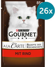 Produktbild von Gourmet A la Carte Katzenfutter Rind und Gemüse Adult 26x85g
