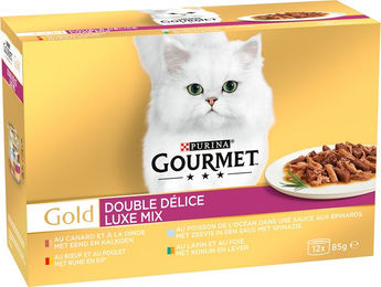 Produktbild von Gourmet Gold Duo Delice Katzen Nassfutter Adult Stückchen in Sauce Fisch 96 x 85 g - 12 x 85 g