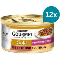 Produktbild von Gourmet Gold Feine Komposition Ente und Truthahn Nassfutter für erwachsene Katzen 12x85g