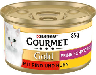 Produktbild von Gourmet Gold Feine Komposition Katzen Nassfutter mit Rind und Huhn in Sauce 12x85g