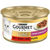 Produktbild von Gourmet Gold Feine Komposition Katzenfutter Adult Stückchen in Sauce Rind und Huhn 12 x 85 g - 12 x 85 g