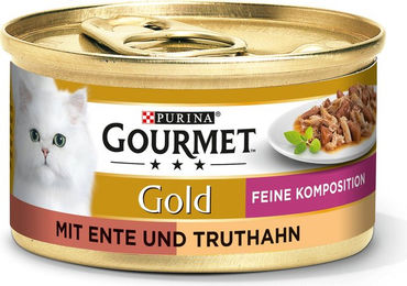 Gourmet Gold Feine Komposition Katzenfutter Ente und Truthahn Adult 12 x 85 g Stückchen in Sauce - 48 x 85 g – Bild 1 von 5