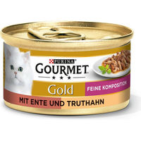 Produktbild von Gourmet Gold Feine Komposition Katzenfutter Ente und Truthahn Adult 12 x 85 g Stückchen in Sauce - 48 x 85 g