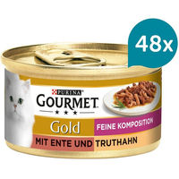 Produktbild von Gourmet Gold Feine Komposition mit Ente und Truthahn für erwachsene Katzen 48x85g