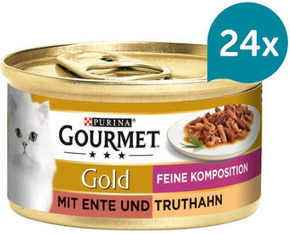 Produktbild von Gourmet Gold Feine Komposition mit Ente und Truthahn für Katzen Adult 24x85g