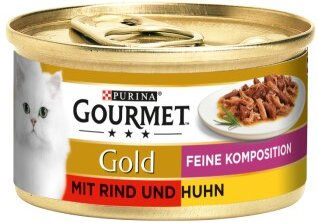 Gourmet Gold Feine Komposition Rind und Huhn Katzen Nassfutter Dose 12x85 g - 12 x 85 g – Bild 1 von 3