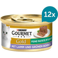 Produktbild von Gourmet Gold Feine Pastete Lamm mit grünen Bohnen Katzenfutter Adult 12x85g - 12 x 85 g