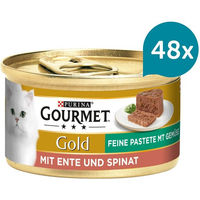 Produktbild von Gourmet Gold Feine Pastete mit Ente und Spinat für Katzen Adult 48x85g
