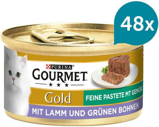 Produktbild von Gourmet Gold Feine Pastete mit Lamm und Gemüse für erwachsene Katzen 48x85g