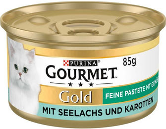 Produktbild von Gourmet Gold Feine Pastete mit Seelachs für Katzen Adult 48x85g