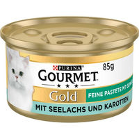 Produktbild von Gourmet Gold Feine Pastete mit Seelachs und Karotten für Katzen Adult 24x85g