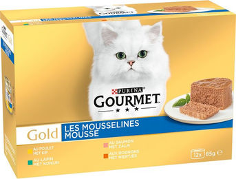 Gourmet Gold Feine Pastete Mixpaket für Katzen mit Kaninchen, Huhn, Lachs und Fisch 24 x 85 g - 12 x 85 g – Bild 1 von 2