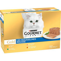 Produktbild von Gourmet Gold Feine Pastete Mixpaket für Katzen mit Kaninchen, Huhn, Lachs und Fisch 24 x 85 g - 12 x 85 g