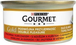 Produktbild von Gourmet Gold Katzen Nassfutter Adult Rindfleisch und Huhn Stückchen in Sauce 85 g