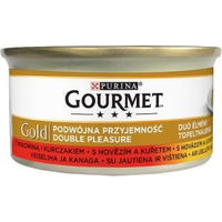 Produktbild von Gourmet Gold Katzen Nassfutter Adult Rindfleisch und Huhn Stückchen in Sauce 85 g