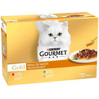 Produktbild von Gourmet Gold Katzen Nassfutter Stückchen in Sauce Huhn oder Lachs für Adult 12 x 85 g - 12 x 85 g