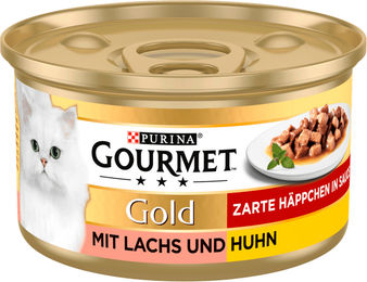 Gourmet Gold Katzen Nassfutter Stückchen in Sauce mit Lachs und Huhn Adult 24x85g - 12 x 85 g – Bild 1 von 5