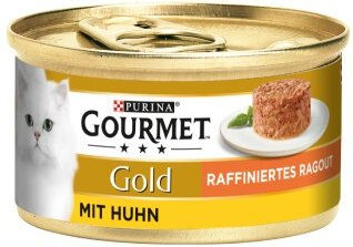 Gourmet Gold Katzenfutter Ragout mit Huhn Stückchen in Sauce 12x85g - 12 x 85 g – Bild 1 von 2