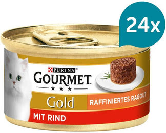 Produktbild von Gourmet Gold Katzenfutter Ragout mit Rind für Adult 24x85g