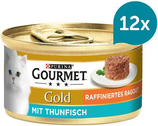 Produktbild von Gourmet Gold Katzenfutter Ragout mit Thunfisch für erwachsene Katzen 12x85g