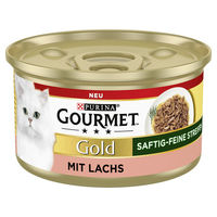 Produktbild von Gourmet Gold Katzenfutter Stückchen in Sauce Lachs Adult 12 x 85 g - 12 x 85 g