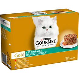 Gourmet Gold Les Timbales Katzen Nassfutter für Erwachsene mit Rind Huhn Pute und Lamm in Sauce 8 x 85 g – Bild 1 von 6
