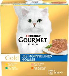 Gourmet Gold Mousse Huhn Lachs Kaninchen für Katzen 16 x 85 g – Bild 1 von 2