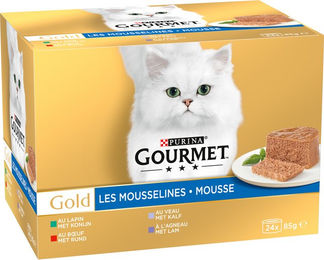 Gourmet Gold Mousse Kaninchen Rind Kalb und Lamm für Kaninchen 48 x 85 g – Bild 1 von 2