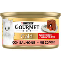 Produktbild von Gourmet Gold Mousse mit schmelzendem Kern Lachs für Katzen 24 x 85 g